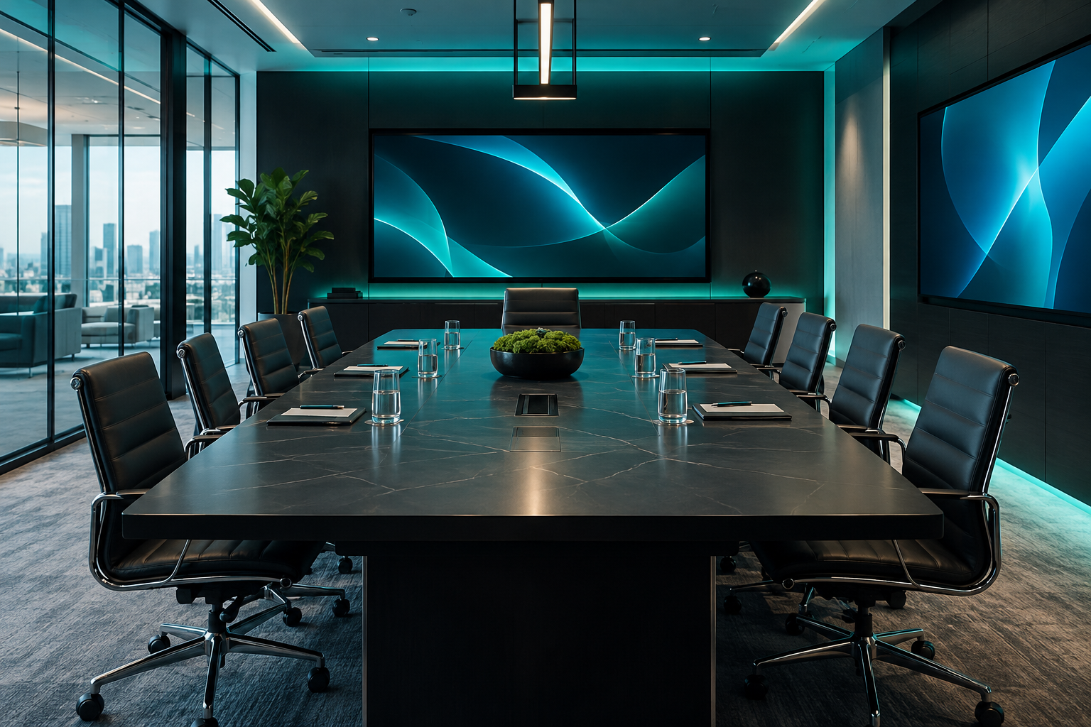 Executive technology strategy meeting room