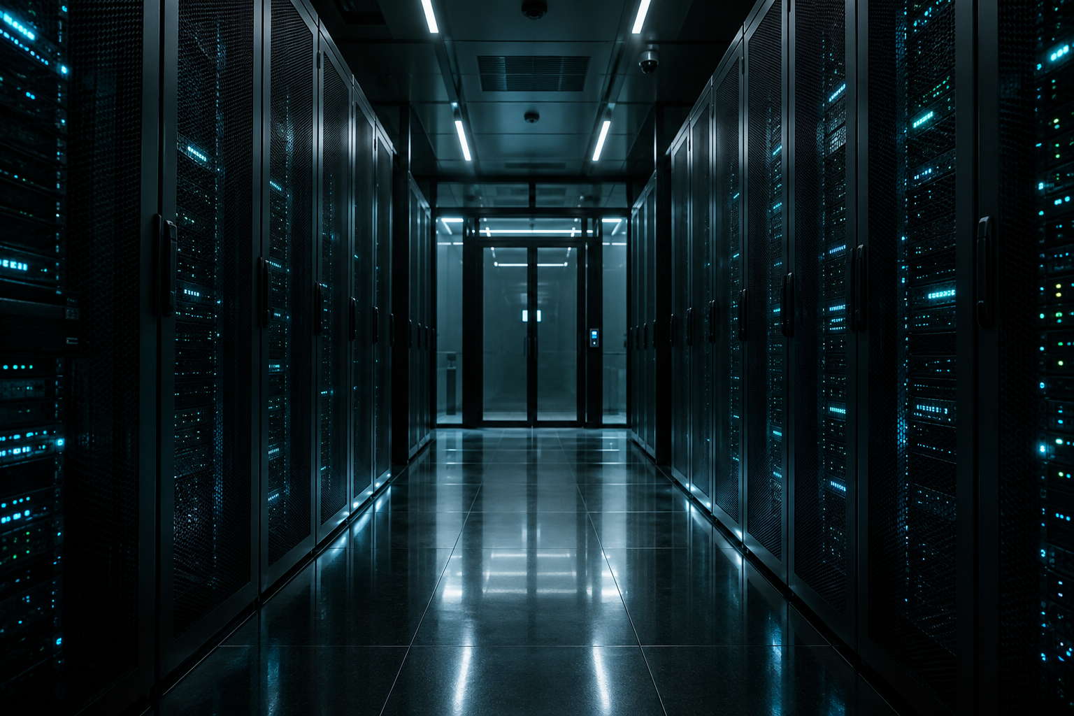 Secure server room corridor
